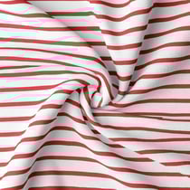 Tissu Jersey Coton rayé Rouge sur fond Blanc - Au mètre