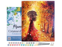 Peinture par Numéro Figured'Art avec Cadre - Forêt d'Automne et Femme au Parapluie - Loisir Créatif Numéro d'Art - 40x50cm toile tendue sur châssis