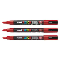 Lot de 3 marqueurs peinture pointe conique fine 0,9 - 1,3 mm - POSCA - Rouge