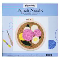 Figured'Art Punch Needle Kit Complet pour Adultes et Enfants - Bouquet de Fleurs - Parfait pour Débutant. Set prêt à broder taille 20x20cm avec cadre circulaire
