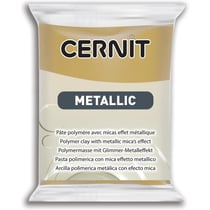Pâte polymère - Opaque - A cuire - Pâte à modeler - Or riche - Bloc de 56g - Cernit - Metallic