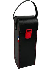 Sacoche rigide noir pour 3 boules de pétanque + cochonnet avec poignée en cuir - Maroquinor