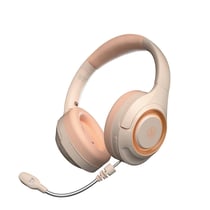Casque Audio Gaming Sans Fil Haute Fidélité Longue Autonomie Pliable Beige Rose YONIS