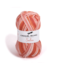Fil de coton et Acrylique à tricoter ou crocheter SALSA - Cheval Blanc 409 Jacquard Orange Rose