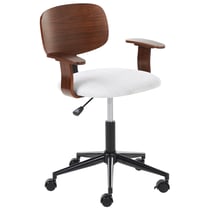 Chaise de Bureau Bois Foncé et Siège en Polyester Gris Fonction Pivotante Réglable Pieds en Métal Mobilier de Bureau Élégant