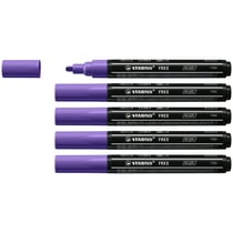 Lot de 5 marqueurs acryliques pointe moyenne - STABILO - FREE T300 - Violet