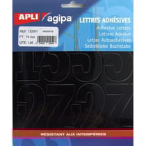 Apli 122051 - Chiffres et symboles adhésives noires format 75 x 42mm