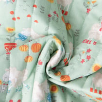 Tissu Matelassé Coton réversible Ray little sheep sur fond Vert menthe