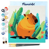 Mini Peinture par Numéro Figured'Art 20x20cm avec cadre Capybara Tropical - Petit Format