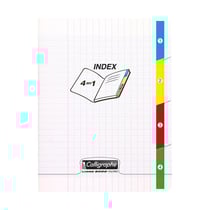 Cahier - Index - 4 en 1 - 17x22cm - Grands carreaux - 96 pages - Couverture polypro - Sans spirale - Clairefontaine