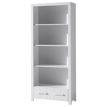 ERIK Bibliothèque bois laqué Blanc 3 tablettes et 1 tiroir L87xH205cm - Vipack