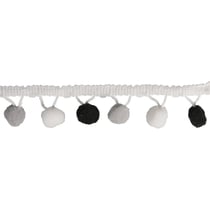 Galon de pompons, noir / blanc, 3cm, 2m