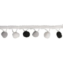 Galon de pompons, noir / blanc, 3cm, 2m