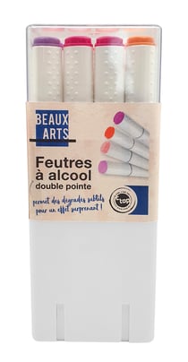 Feutres à alcool Double pointe Couleurs tons rose/orange 12 pièces