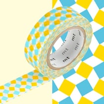 Masking Tape - Masking Tape MT 1,5 cm Carrés fous jaune et bleu