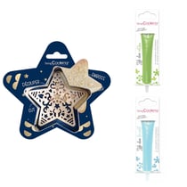 Kit pour biscuit en relief Étoile + 2 Stylos au chocolat vert clair et bleu pastel