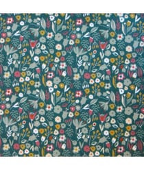 Tissu coton Bio fleurs des champs de 135 cm de largeur Vert vendu par 50 cm