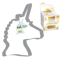 Découpoir à pâtisserie inox XXL Licorne + paillettes dorées