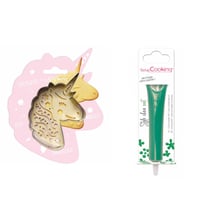 Kit pour biscuit en relief Licorne + Stylo au chocolat vert
