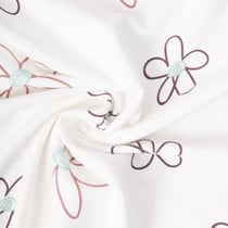 Tissu Sweat léger French Terry Fleur dessinée sur fond Blanc cassé