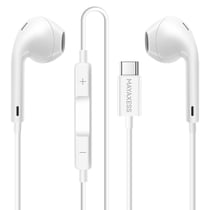 Mayaxess Écouteurs pour Google Pixel 10 Pro Filaires USB-C avec Micro intégré Blanc