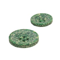 Lot de 3 boutons rond écorces de riz 4 trous vert sapin