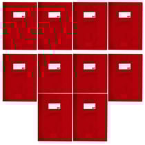 10 protège-cahiers opaque rouge en PVC – Format 24x32 cm – Épaisseur 19/100ème – Grain cuir