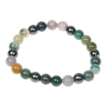 Bracelet Agate Multicolore et Hématite Perles rondes 8 mm - Omsaé