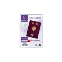 Etui de protection pour passeport 2 volets PVC lisse 20/100e - Cristal - x 10 - Exacompta