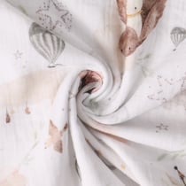 Tissu Double gaze de Coton Ballade Enchantée sur fond Blanc - Au mètre