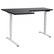 Bureau d'Angle à Gauche Noir et Blanc en Acier 160 x 59 cm Forme en L Réglable Electriquement Style Moderne
