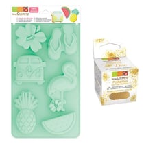Moule en silicone Summer + paillettes dorées
