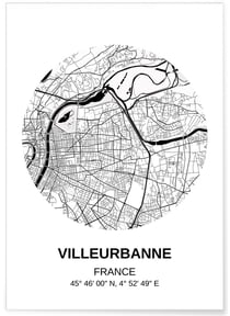 Affiche Carte Villeurbanne | A3 : 29,7x42cm
