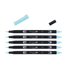 Lot de 6 Feutres aquarellables double pointe brosse - TOMBOW - Bleu eau de source - ABT Dual Brush Pen