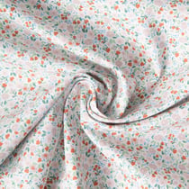 Tissu Coton imprimé Liberté floral brique rosa sur fond Blanc
