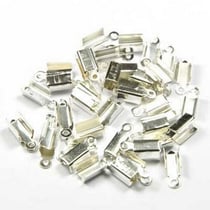 100 EMBOUTS CACHE NOEUDS a ecraser metal argente clair 11,5 x 4,5 mm - creation bijoux perles