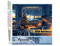 Peinture par Numéro Figured'Art - Chambre de Noël au Bord de la Baie - Kit de Loisir Créatif DIY Numéro d'Art Complet - 40x50cm sans châssis en bois
