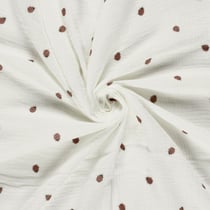 Tissu Double gaze de Coton Maé petites coccinelles sur fond Ecru