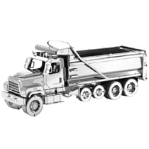 MetalEarth: FREIGHTLINER / DUMP TRUCK 10x2.69x3.99cm, maquette 3D en métal avec 3 feuilles, sur carte 12x17cm, 14+