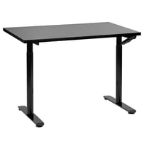 Bureau Réglable Manuellement Plateau et Structure Acier Noir 120 x 72 cm Hauteur Ajustable Assis Debout Pieds Ronds Design Moderne