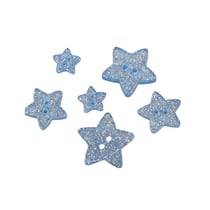 Lot de 3 boutons étoile pailleté bleu ciel