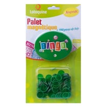 Palet magnetique bingo vert + 100 pions de loto - ramasse pions - lotoquine