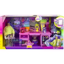 Barbie metier : le centre de coiffure + 45 accessoires + 1 chien + 1 poupee mannequin coiffeuse - mattel - gyj70