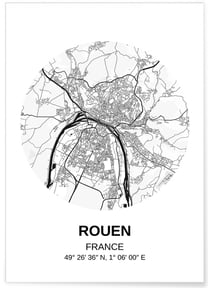Affiche Carte Rouen | A3 : 29,7x42cm