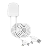 XOOPAR Câble de Charge et de Transfert 4 en 1 USB A+C/USB C+Lightning Ice-Tag Blanc