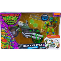 Coffret tortues ninja moto de combat + figurine léonardo 12 cm + 4 accessoires - tmnt - turtles mutant mayhem - giochi preziosi