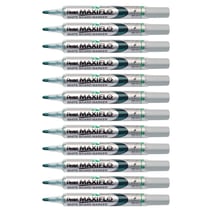 Lot de 12 marqueurs tableau blanc effaçables - PENTEL - Pointe ogive fine 2,0 mm - Vert - MAXIFLO MWL5S