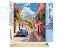 Peinture par Numéro Figured'Art - Voiture classique à Mexico - Kit de Loisir Créatif DIY Numéro d'Art Complet - 40x50cm toile roulée + châssis en bois à monter