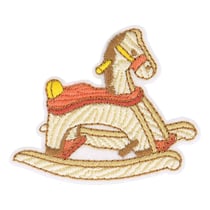 Ecusson thermocollant jouet en bois cheval 5cm x 4cm