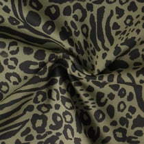 Toile de Coton imprimé Jade motif léopard Noir sur fond Vert kaki - Au mètre